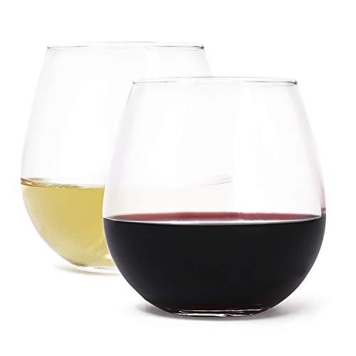 Stemless Wine Glass Set by Zeppoli, 4-Pack, Holds up to 15...