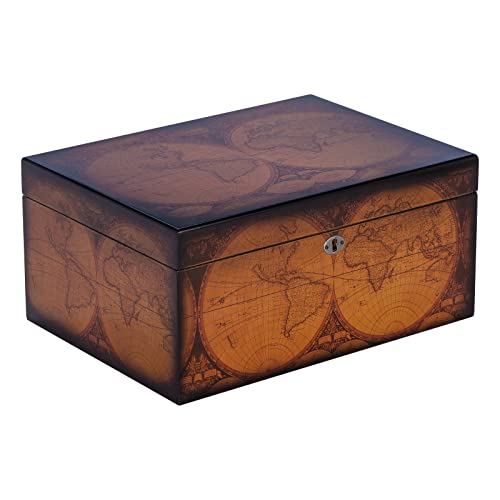 Old World Desktop Cigar Humidor, Walnut Finish, Spanish...