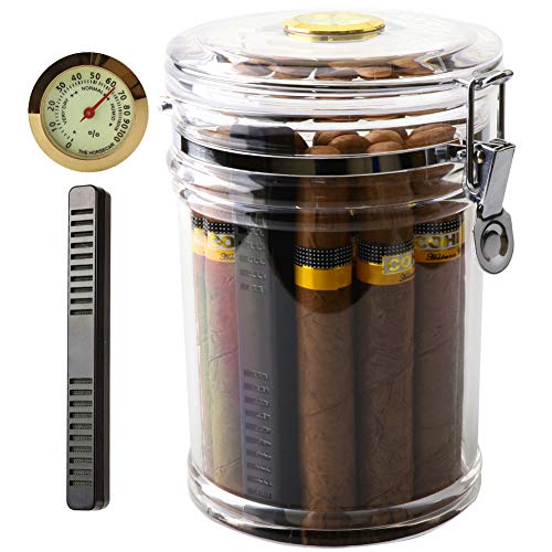 XIFEI Acrylic Humidor Jar with Humidifier and...